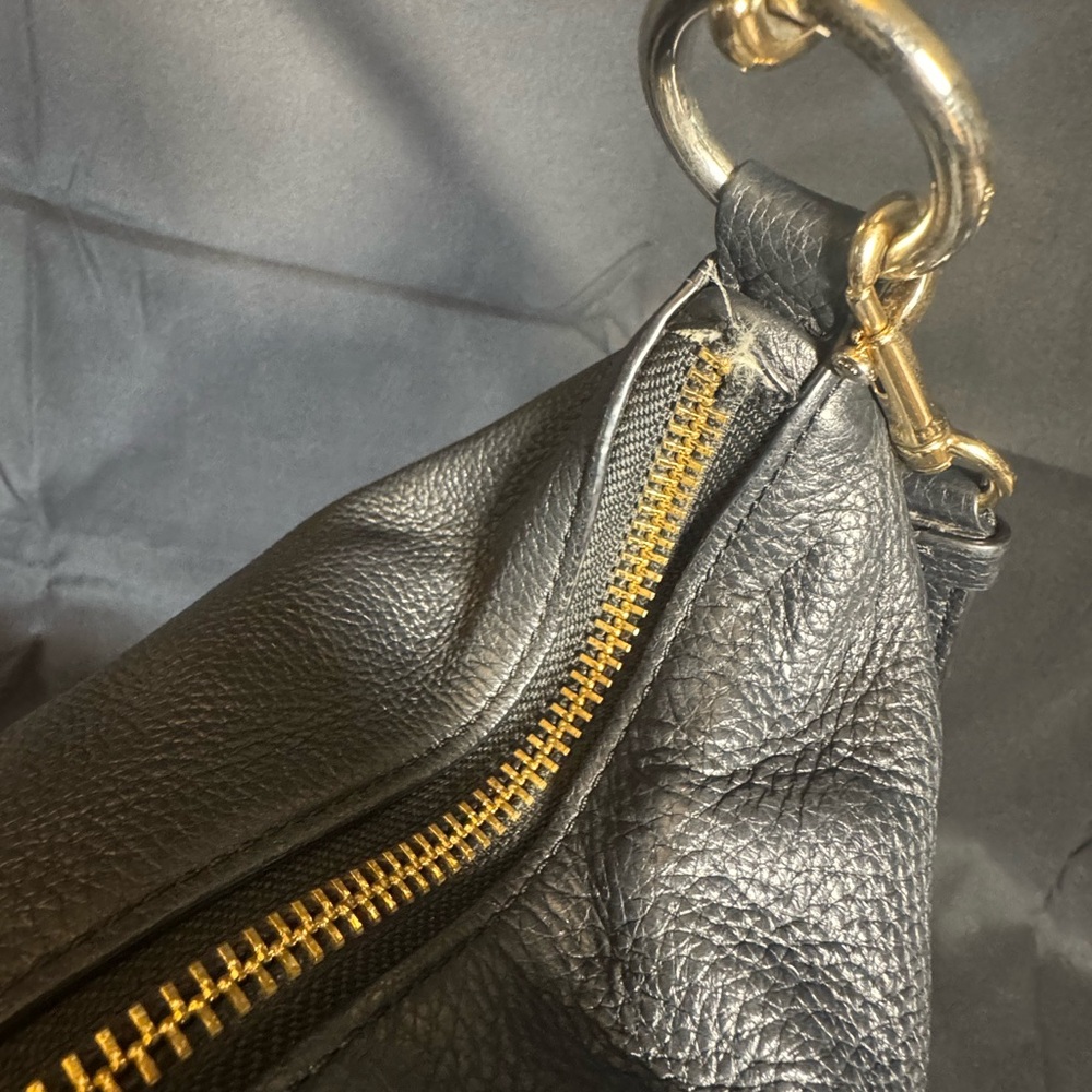 Coach Black Leather Shoulder Bag with Gold Accents - Picture 5 of 12